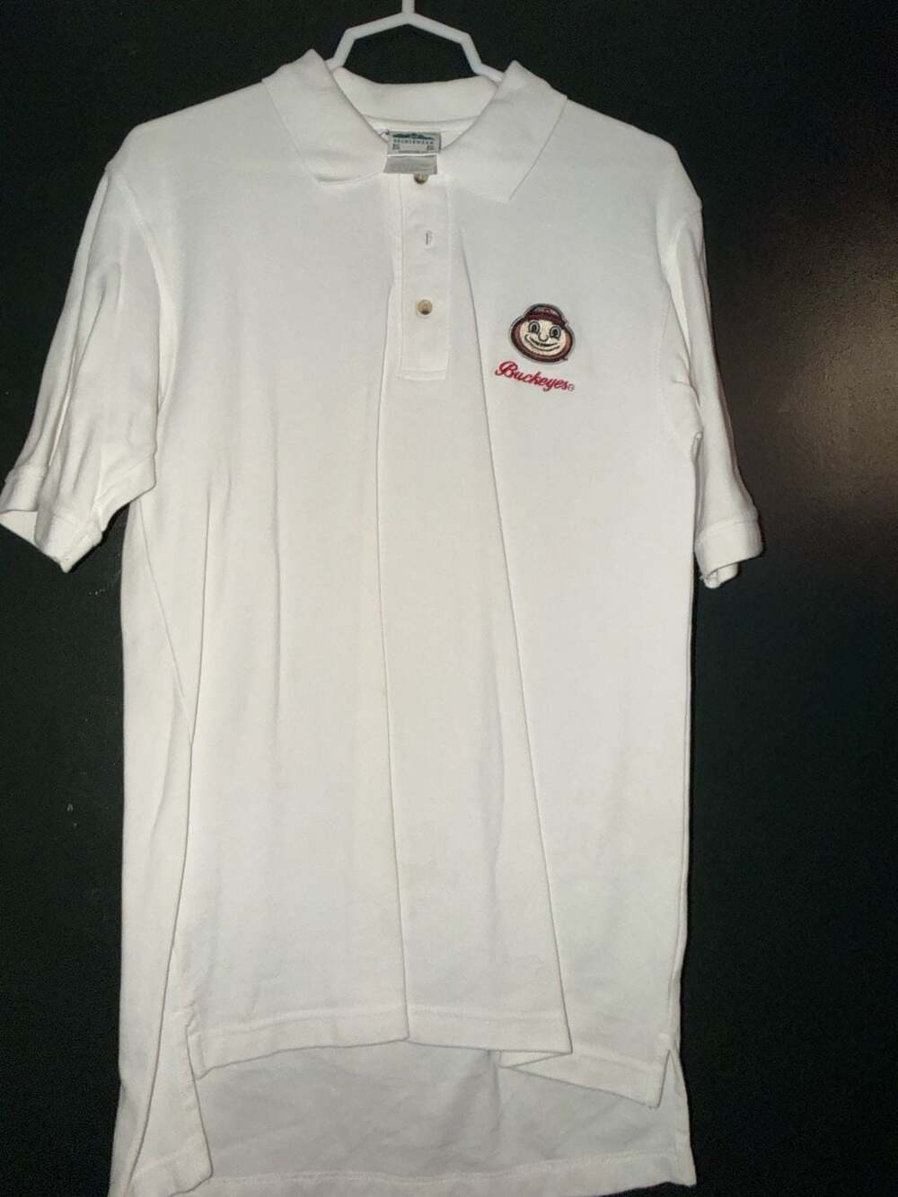 Vintage Ohio State Buckeyes Brutus Embroidered White Polo Shirt